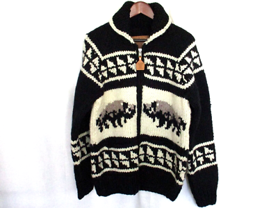 Cowichan Kanata Mens Sweater Size 44 Large Black & White Buffalo