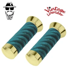 Original Lowrider Bicycle Grips Velour Gold/Green Two-Tone Bicycles Grips Bike