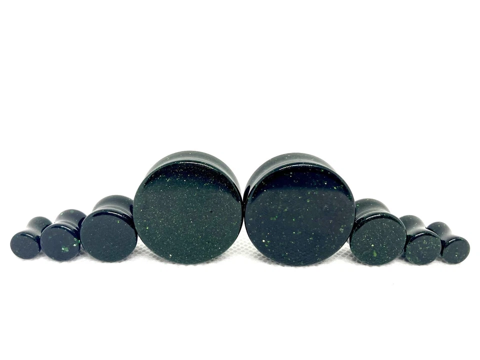 OFERTA - Tapones de doble llamarada de piedra dorada verde 2g-1" Foto 2 de 2