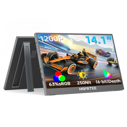 HGFRTEE 14" Portable Monitor Laptop Monitor IPS USB C HDMI Gaming Display - 第 1/9 張圖片