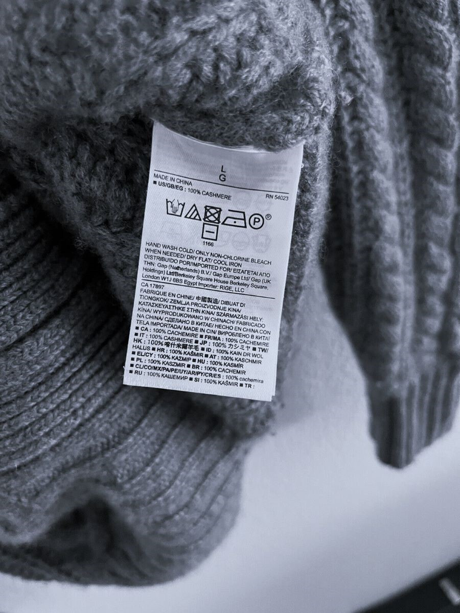100percent Cashmere Chunky Cable Knit Sweater Jacket Gray L/XL THICK Scottish Yarn image 4