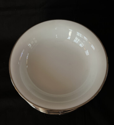 NORITAKE #5594 Vintage Silverdale-Japan White w/Silver Trim Set of