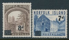 1958 NORFOLK ISLAND SURCHARGES SET OF 2 FINE MINT MNH