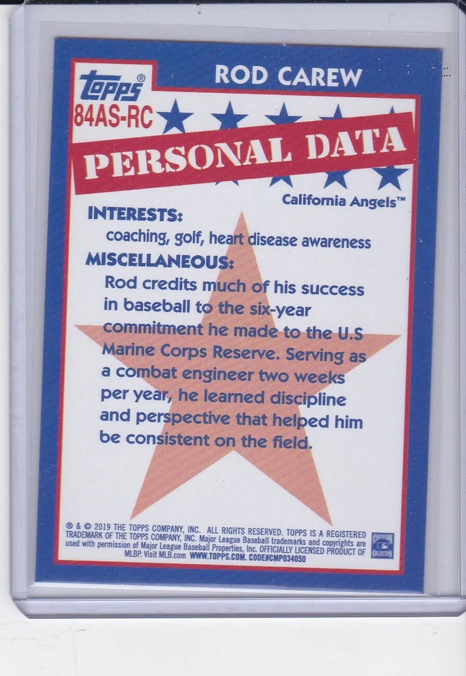 2018 Topps Series 2 1984 35th Anniversary 84AS-RC Rod Carew California Angels - Image 2 of 2