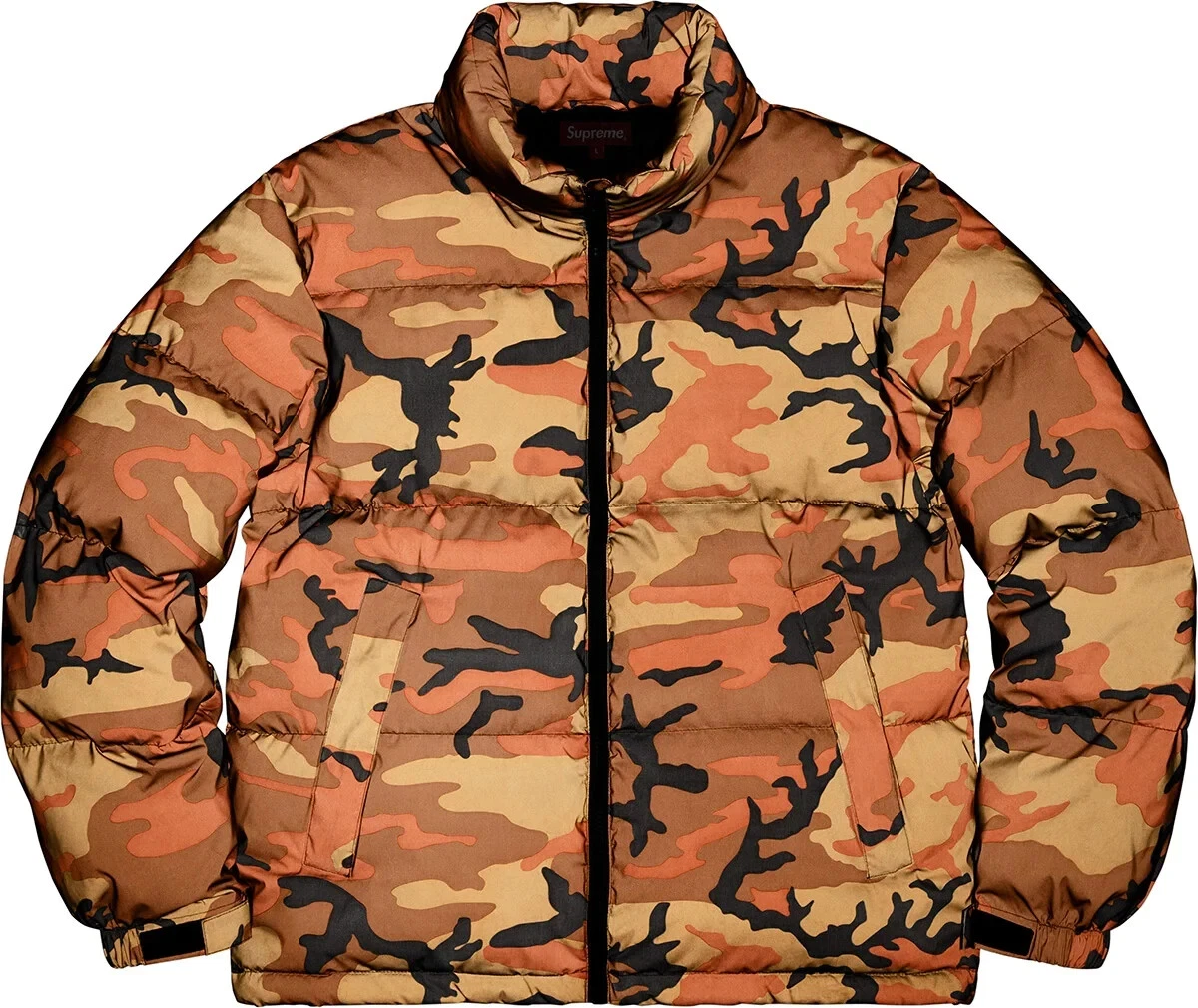 Doudoune camouflage réfléchissante FW18 Supreme taille M grand duvet de canard authentique homme
