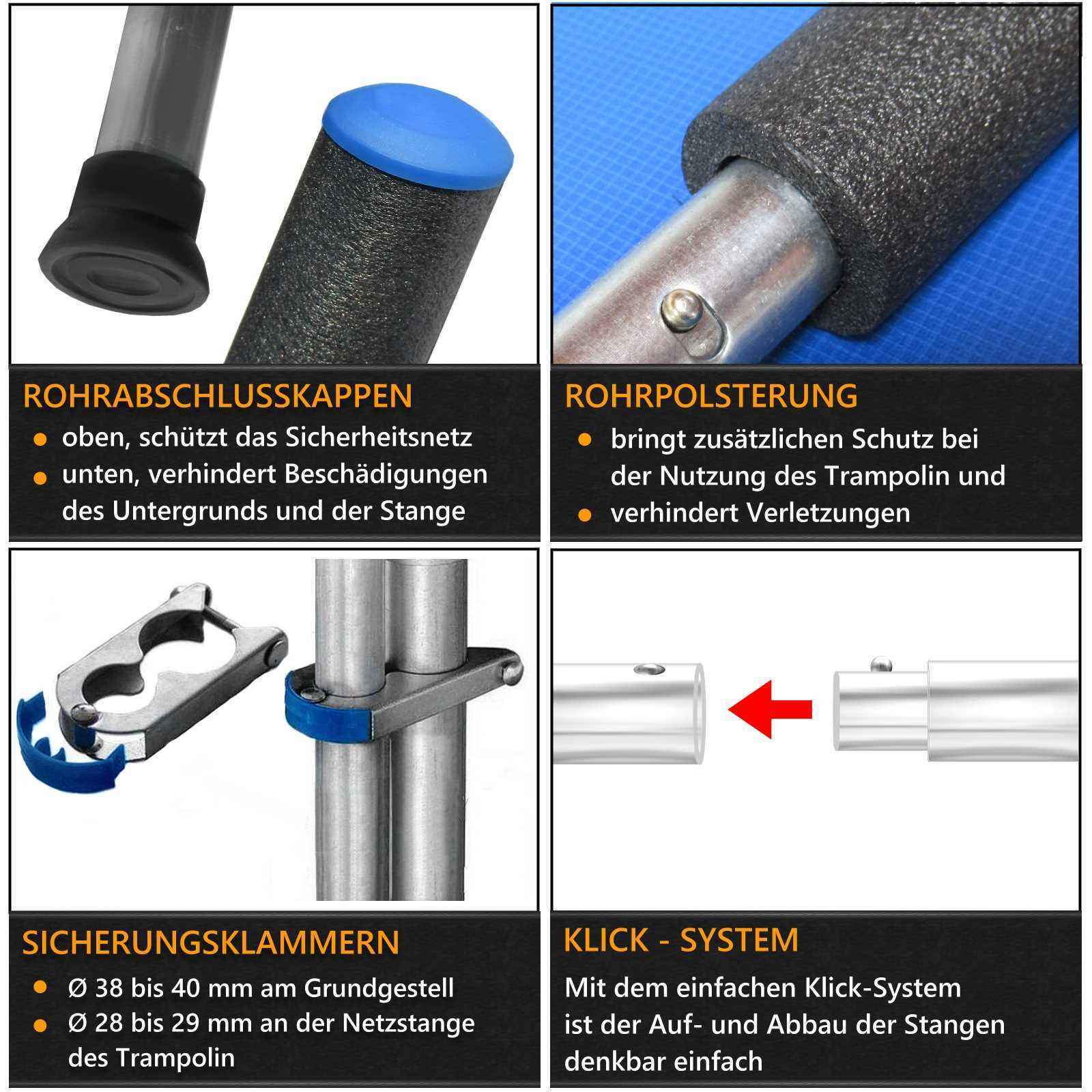 10 Stück Trampolin-Stangen Abdeckung – 40 Cm Schaumstoffhülsen, Blau | Schutz Für Kinder
