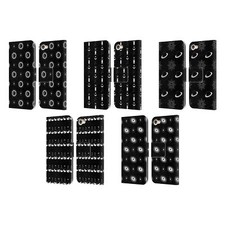 HAROULITA CELESTIAL BLACK AND WHITE LEATHER BOOK CASE FOR APPLE iPOD TOUCH MP3