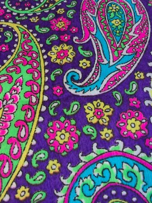 Vintage Groovy Mod Fabric Polyester Crepe Bright Paisley Retro Mod 3.5yds X 45"