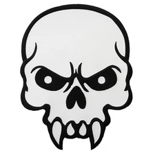 MEAN SKULL iron-on embroidered PATCH VAMPIRE POISON LARGE SKELETON BIKER VEST