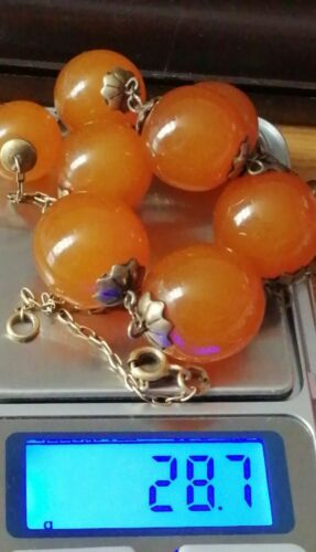 antique amber ball chain, antique fire-plated 875 silver, Russia - Picture 1 of 12