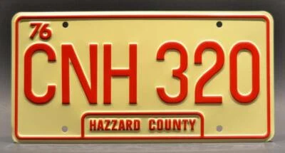 Dukes of Hazzard 1969 Dodge Charger 'General Lee' CNH 320 Metal License Plate - Bild 1 von 4
