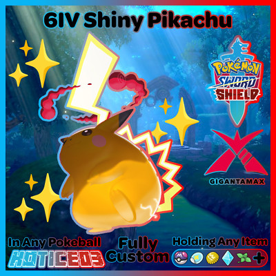 PIKACHU   Ultra SHINY 6IV   Pokemon SWORD and SHIELD Gmax/Normal EVs +MasterBall