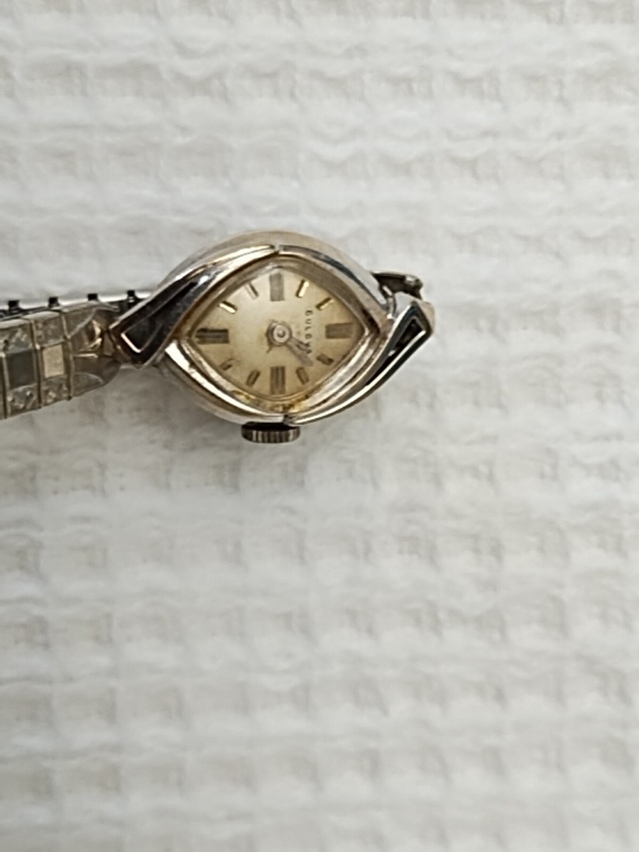 Stainless Steel 10k Rolled Gold Bulova Watch Ladies Vintage Bulova