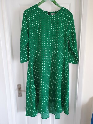 Ladies Dip Hem square spot green Dress by Kulclothing, size 44 | eBay UK