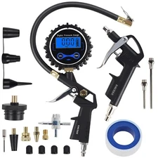 Heavy Duty Compressor Accessory Kit -Tire Pressure Gauge with Inflator,