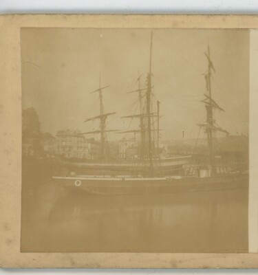 Two Unidentified Ships in Harbor or Port Stereoview