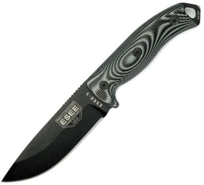 ESEE Model 5 Fixed Knife 5.25'' Powder Coated 1095HC Steel Blade Micarta Handle