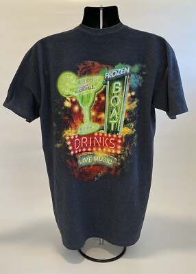 Margaritaville Jimmy Buffett  Gray Size XL Double Sided  Boats Drinks Live Music