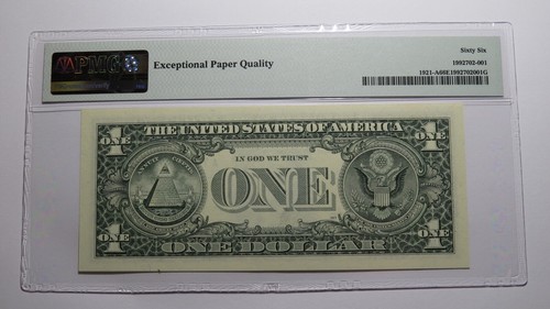 $1 1995 Radar Serial Number Federal Reserve Currency Bank Note Bill PMG UNC66EPQ - Picture 3 of 3
