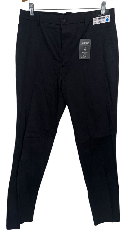 NWT Michael Strahan Dress Pants Chino Black Cotton Blend Stretch Size 36x32