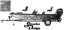 Graphic Pontoon Wrap Musky Fishing Bass Boat Abstract Fish Decal Vinyl Black USA