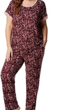 NWT Lucky Brand Women's 2 Piece Drawstring Pajama Set Size M Burgundy 85 YY043