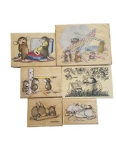 VTG HOUSE MOUSE Designs Wood Rubber Stamps Lot of 6 - Some Hard to Find