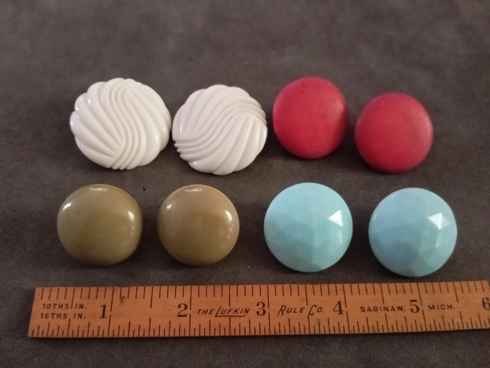 Vintage Clip On Screw Back Earrings Mixed Lot Enamel Lucite Rhinestone