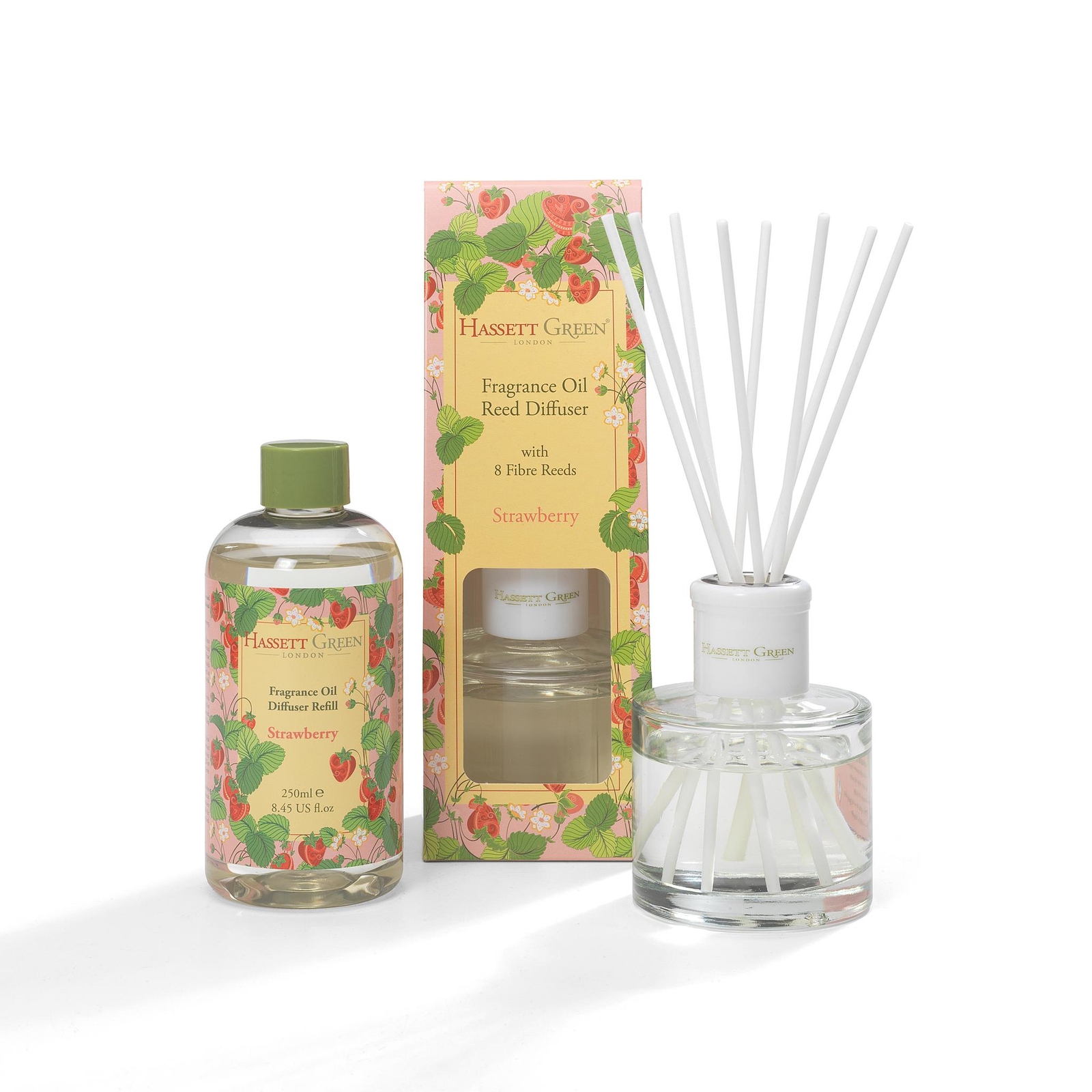 Hassett Green Strawberry - Reed Diffuser and Refill Combination Set