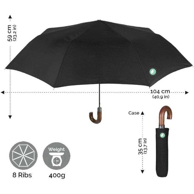 PERLETTI 26016 Gent Mini 58/8 Aut - Paraguas de Microfibra con Mango de Madera | Compra online en