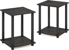 Simplistic Set of 2 End Table, Espresso/Black