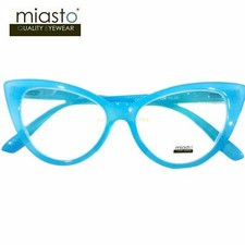 2 PAIRS/ 2 COLORS MIASTO LARGE "BIG CAT EYE" READING GLASSES 1.25 BLUE  PINK