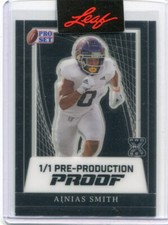 2024 Leaf Pro Set Metal Football Clear Black Proof Ainias Smith Rookie 1/1