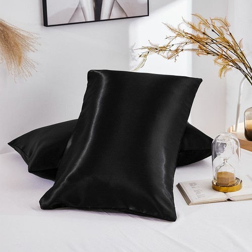 Real Satin Silk Pillowcase Luxurious Standard Queen King Home Bedding Cover Soft - Picture 9 of 17