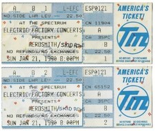 Aerosmith / Skid Row Jan. 21, 1990 Philadelphia Spectrum - Adjacent Ticket Stubs