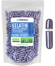 Size 0 Purple Pearl Empty Gelatin Capsules Gelcaps Pills Kosher Caps