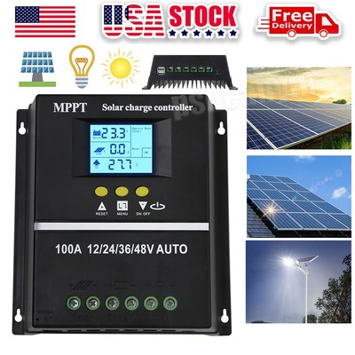 4000W MPPT Solar Charge Controller 100A/12V 24V 36V 48V USB Battery PV Regulator