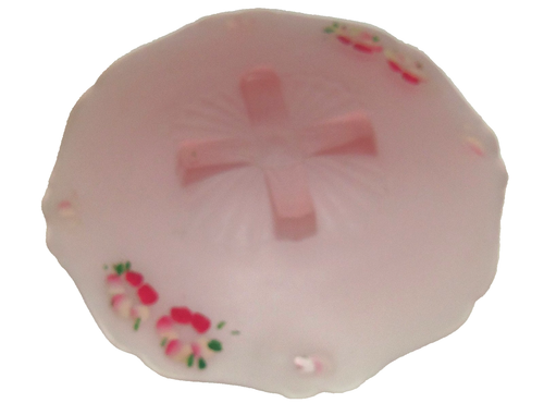 Satin Pink Bowl Plate Serving Frost Depression Glass Dish Hand Painted Vintage - Picture 4 of 6