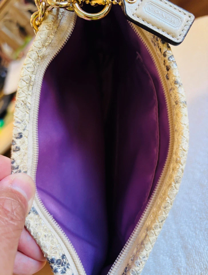 COACH Embossed Python RARE Exotic Snakeprint Chain Zip Bag - Image 4 of 4