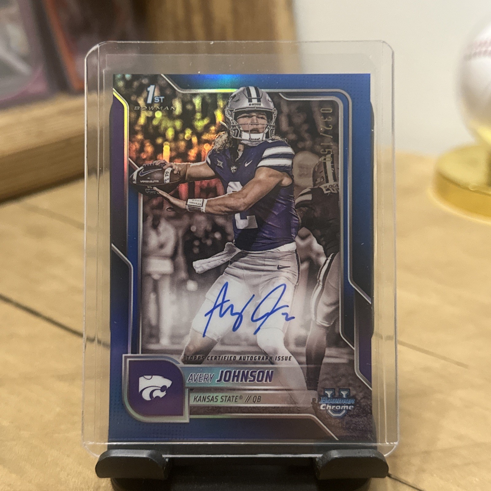 2025 Bowman U Chrome Avery Johnson 1st TRUE BLUE On Card Auto 32/150 KSU