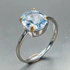 Jewelry ring Natural Blue Topaz Ring 925 Sterling Silver Size 6 /R470958