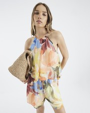 River Island Womens Playsuit Multicolour Sleeveless Floral V-Neck Outfit