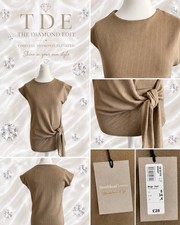 River Island Studios Beige Tie Side Top UK 8 BNWT Pinstripe Smart Casual Top