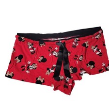 Disney Minnie Mouse Pajama Sleepwear Shorts Red Cotton Black Trim Size L 11 13