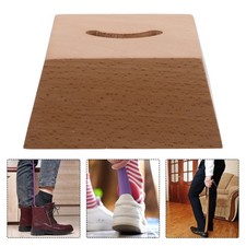 Solid Wood Shoehorn Base Wooden Countertop Stand Storage Holder Hallway for