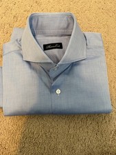 BRAND NEW PAUL STUART PHINEAS COLE CUTAWAY SOLID BLUE SHIRT Slim fit: 15.5 / 39
