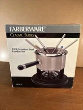 NEW FARBERWARE CLASSIC SERIES BRUSHED STAINLESS FONDUE SET 10 PC 86701-10