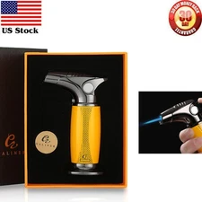 Galiner Yellow Cigar Lighter Windproof Refillable Jet Flame Torch Adjustable