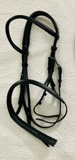 Collegiate Snaffle Bridle, Black, Full