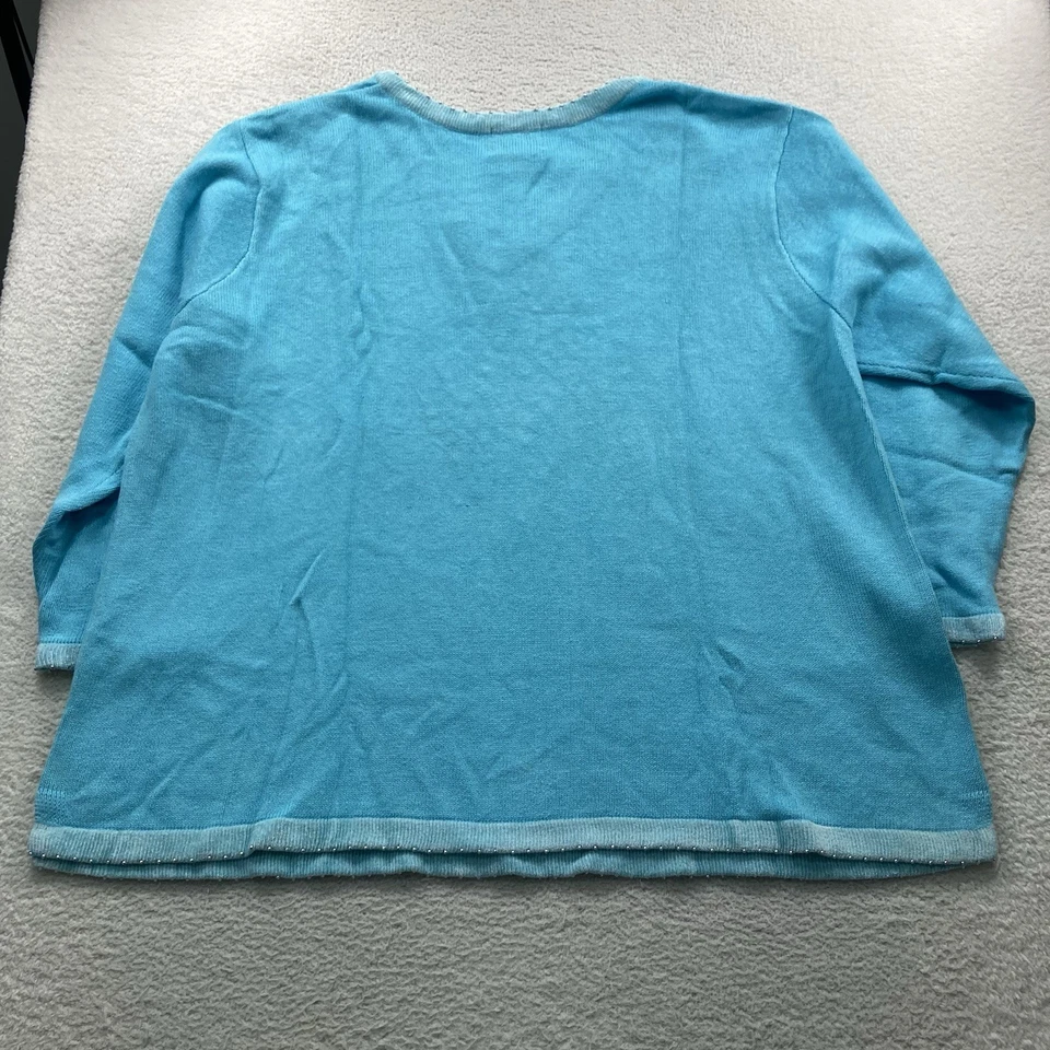 Vintage Quacker Factory Sweater Womens 3X 3XL Blue Snowflake Christmas New - Image 3 of 4